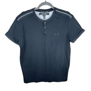 Nick Danger Cotton Black Short Sleeve Crew Neck 1/4 Snap T-Shirt Men's Size L‎